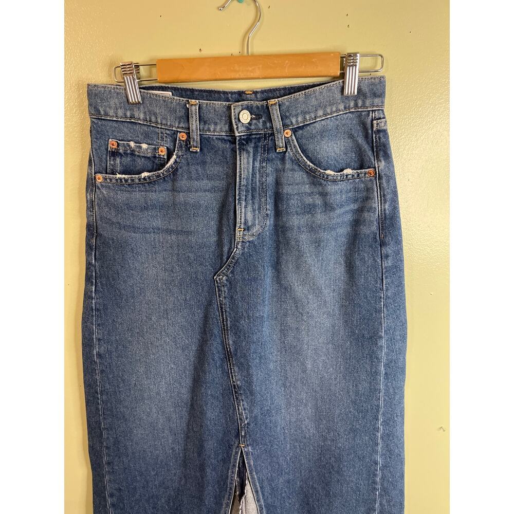 Gap denim maxi front slit raw hem skirt, Medium indigo, size 4, Y2K, Boho - Picture 13 of 15